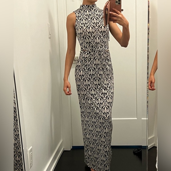 Turtle neck dress, beige and black - Picture 1 of 4